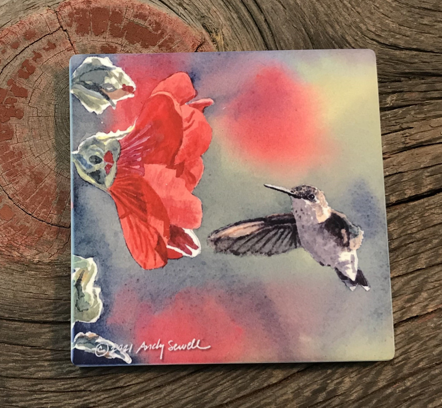 ASC188 "little hummer" ceramic coaster
