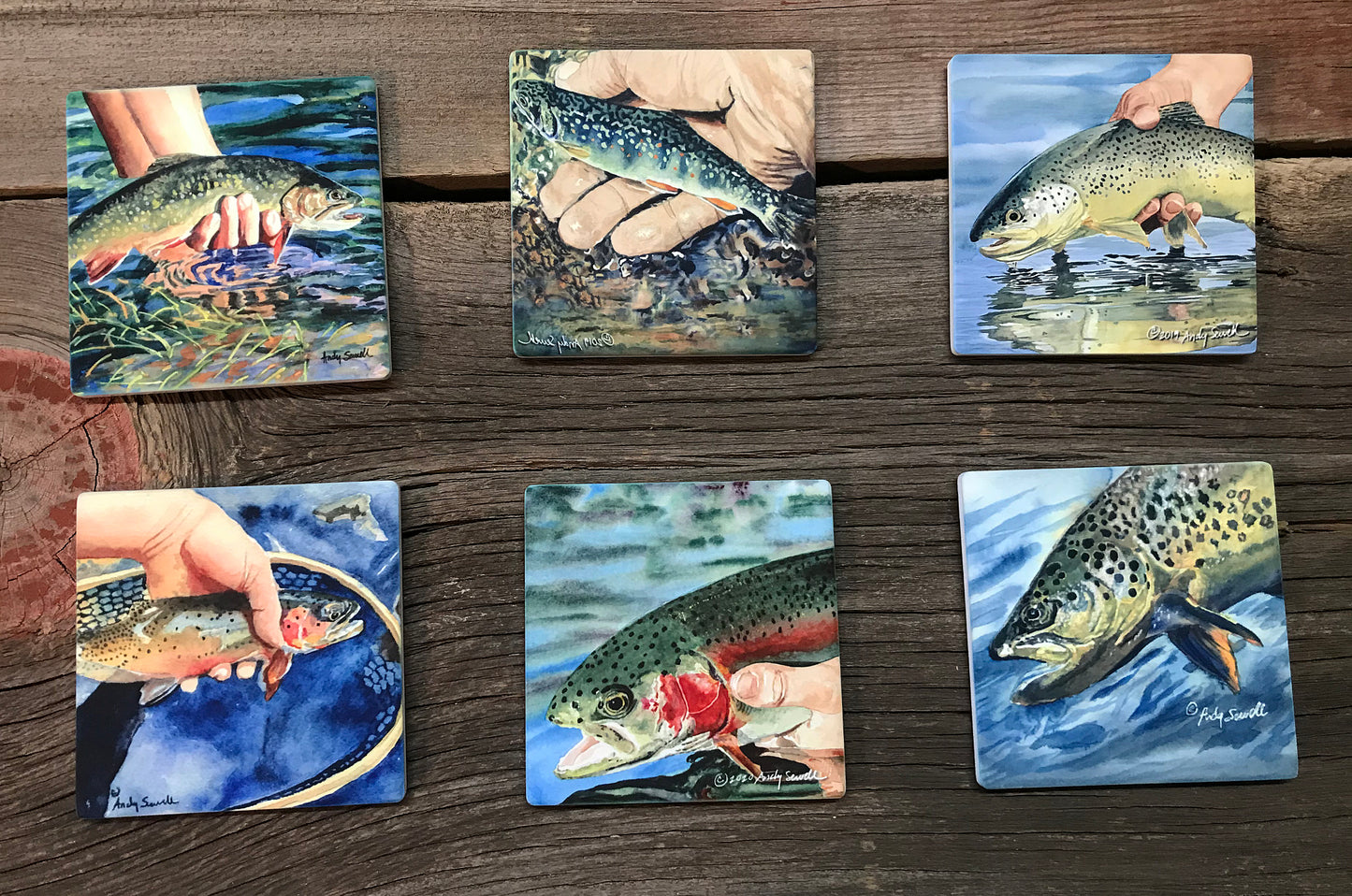 "Trout Fish" themed coaster sets: 3 options, see below.