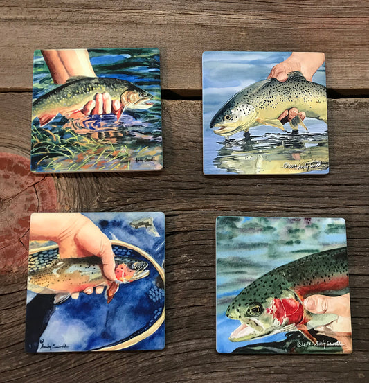 "Trout Fish" themed coaster sets: 3 options, see below.