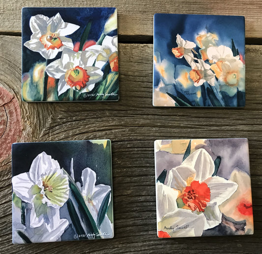 ASC407 "Peaches and Cream (daffodil)" ceramic coaster