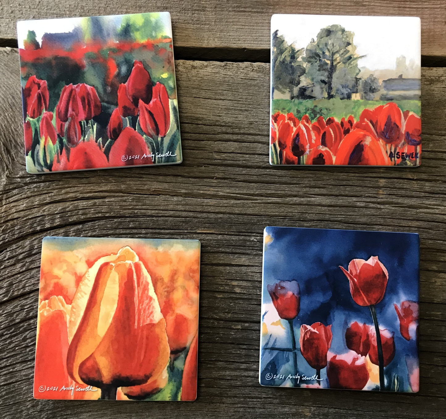 ASC436 "Endless Red and Yellow (tulips)" ceramic coaster