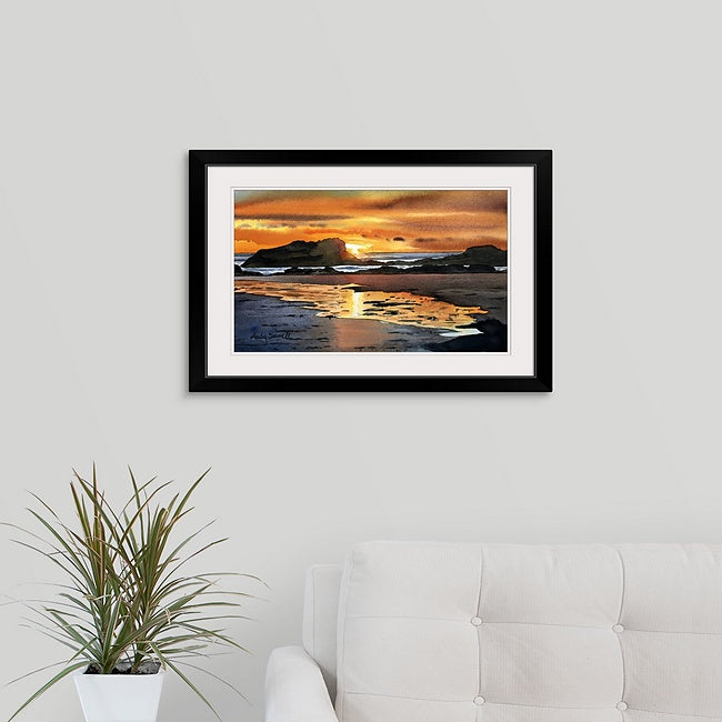 "Coastal Sunset Glow" - an Original watercolor, or signed edition Giclee reprod. of an evening sunset on the NW coast