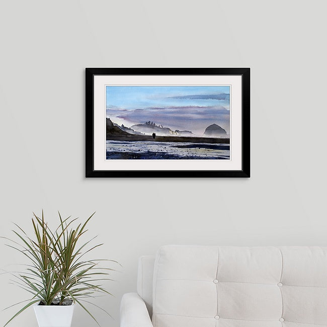 "Coastal Evening Stroll" - a ltd. edition Giclee reprod. from a watercolor portraying an evening walk on the NW coast