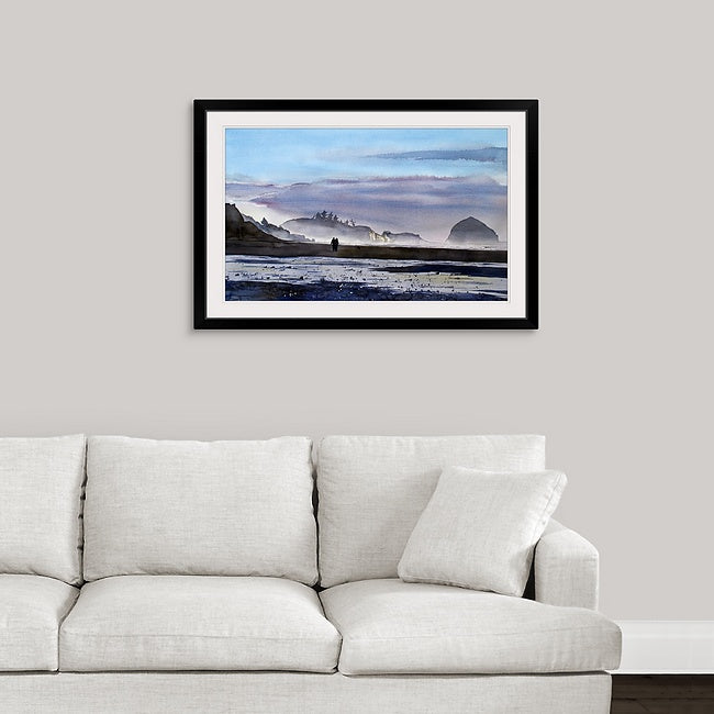 "Coastal Evening Stroll" - a ltd. edition Giclee reprod. from a watercolor portraying an evening walk on the NW coast