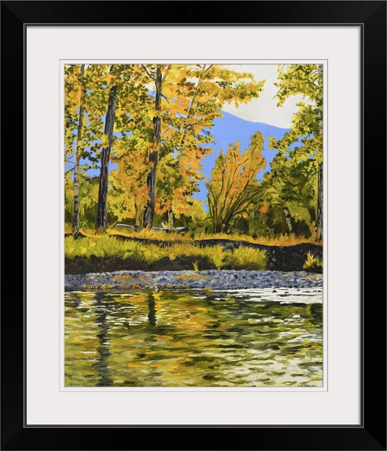 "October Reflections" - Canvas or paper Giclée art print of oil painting of NW River in October