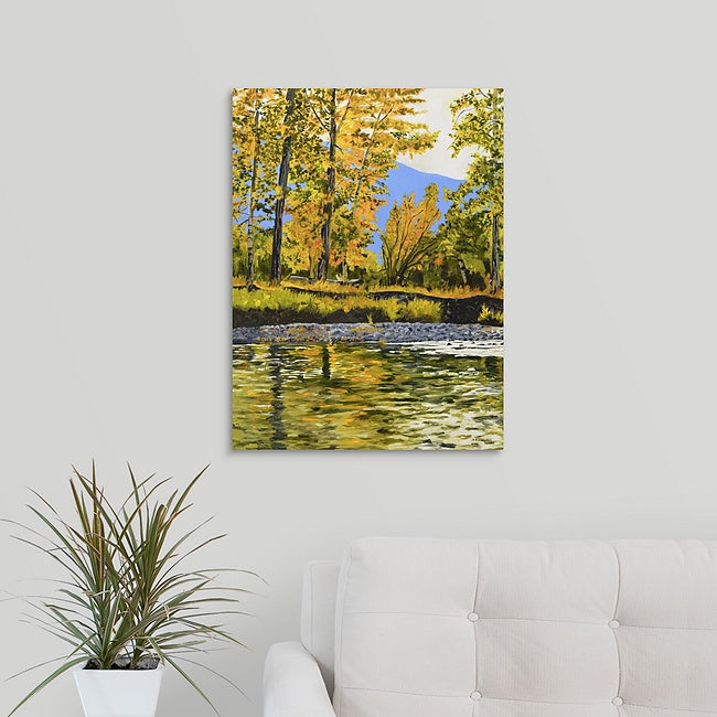 "October Reflections" - Canvas or paper Giclée art print of oil painting of NW River in October