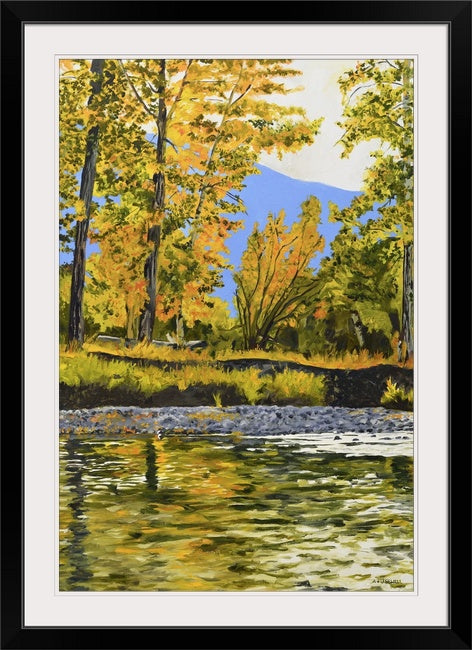 "October Reflections" - Canvas or paper Giclée art print of oil painting of NW River in October