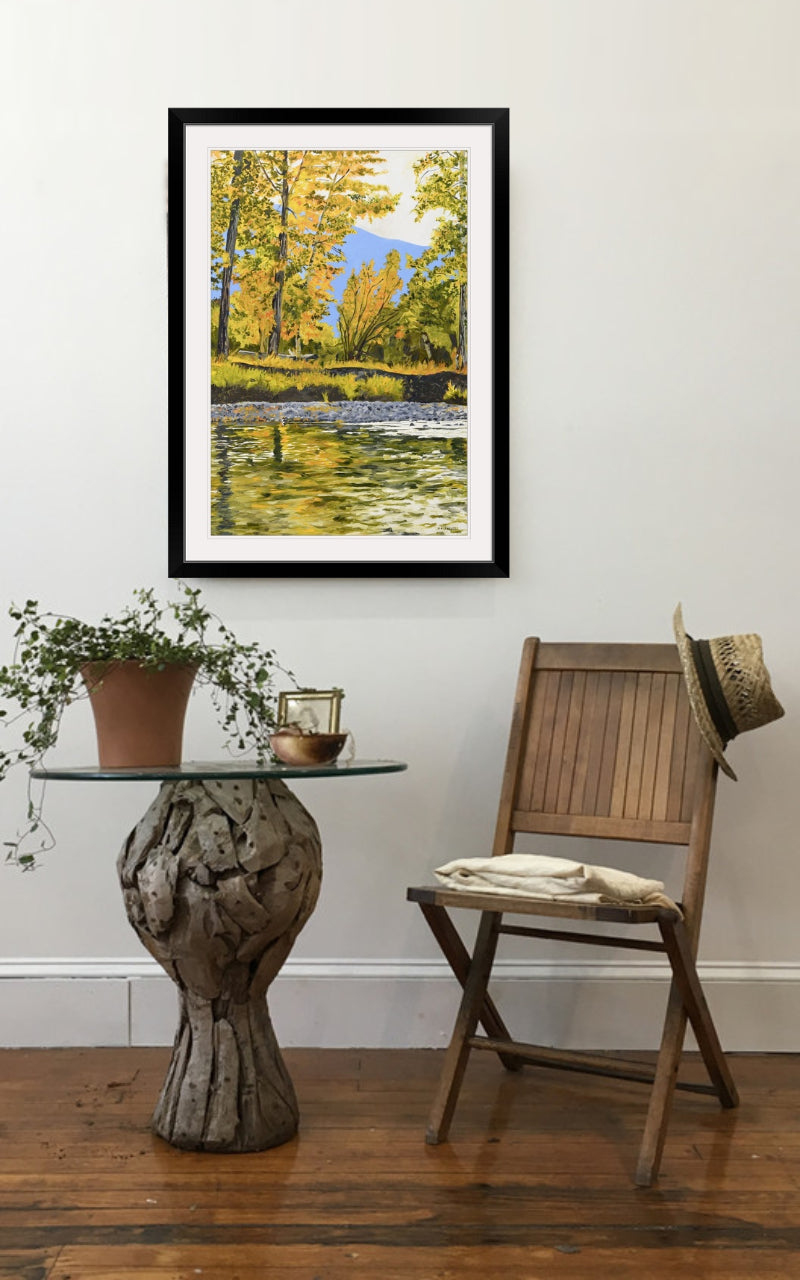 "October Reflections" - Canvas or paper Giclée art print of oil painting of NW River in October