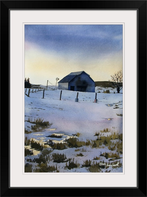 "Palouse November Evening" - 19x26 Framed Original Watercolor or giclee print