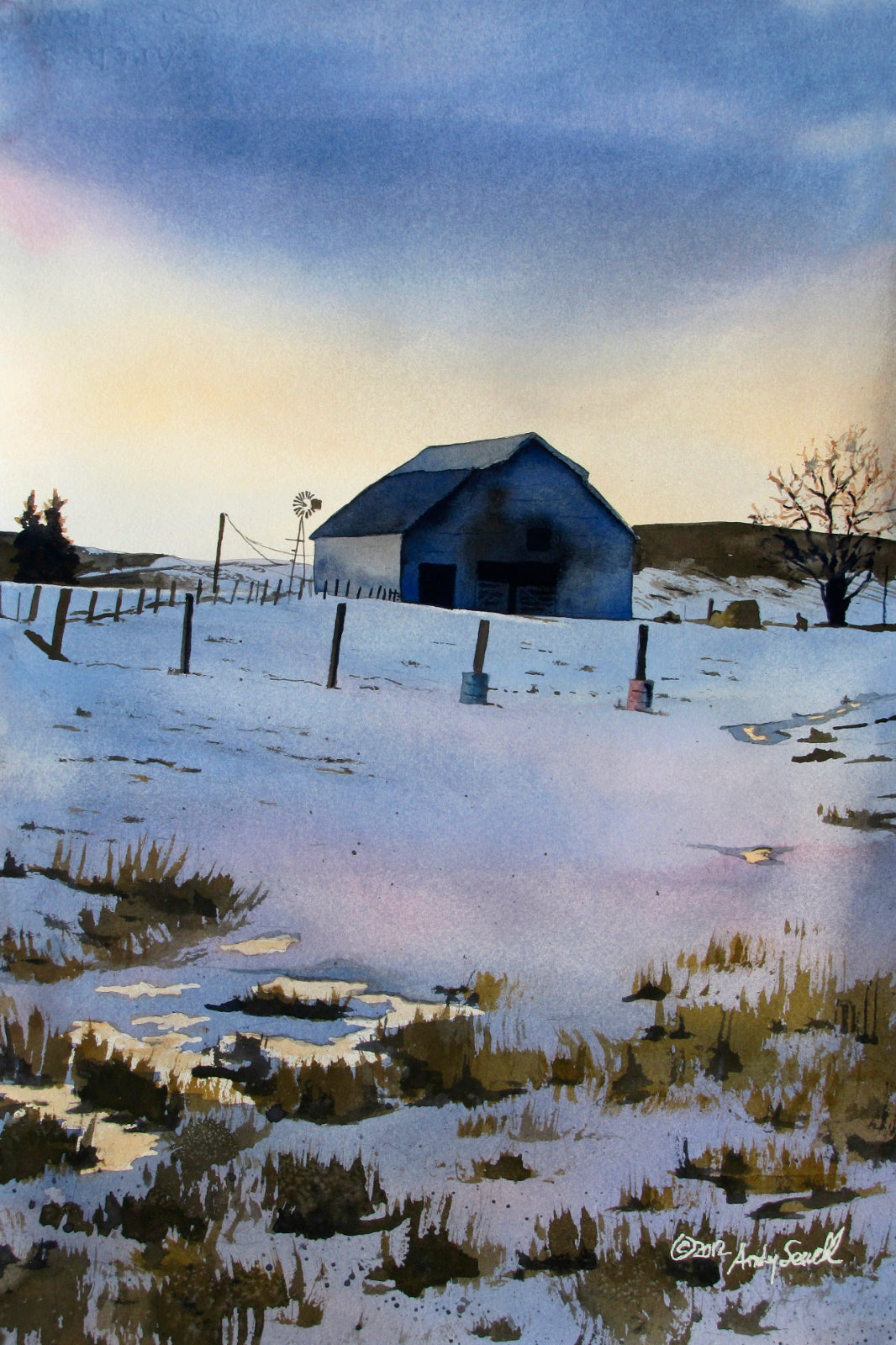 "Palouse November Evening" - Original Watercolor or giclee print
