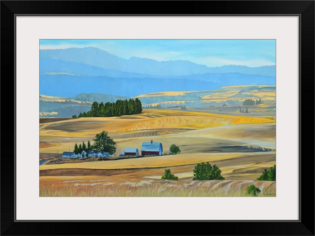"Palouse Red and Gold" 34x48- A signed Giclee Reprod. of the Northwest Palouse country landscape in Harvest