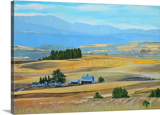 "Palouse Red and Gold" 34x48- A signed Giclee Reprod. of the Northwest Palouse country landscape in Harvest