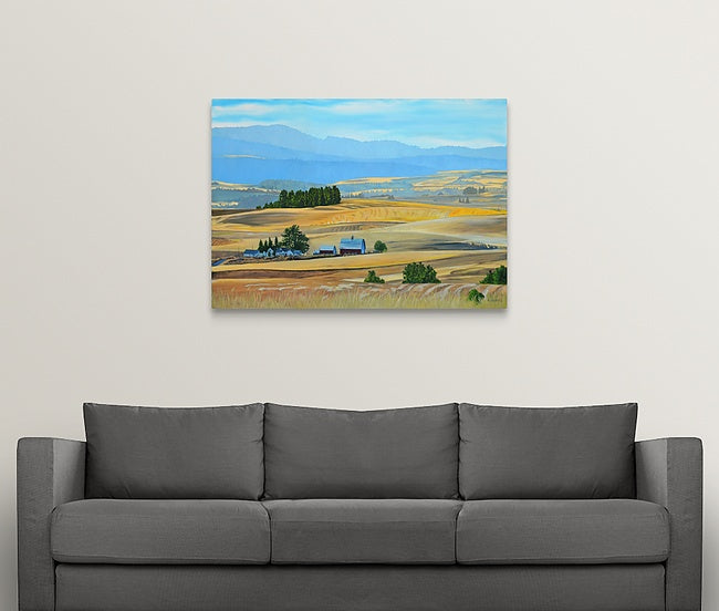 "Palouse Red and Gold" 34x48- A signed Giclee Reprod. of the Northwest Palouse country landscape in Harvest