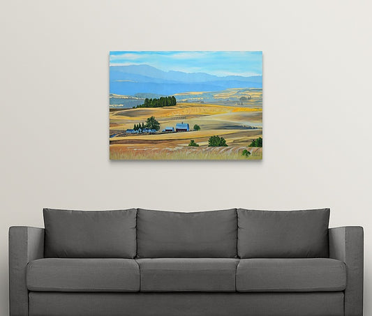 "Palouse Red and Gold" 34x48- A signed Giclee Reprod. of the Northwest Palouse country landscape in Harvest