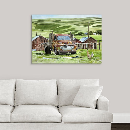 "The Old Ranch Hand" signed edition Giclee Reprod. of old rusty Ford at the ranch.
