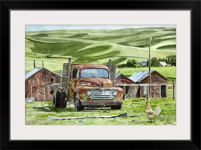 "The Old Ranch Hand" signed edition Giclee Reprod. of old rusty Ford at the ranch.