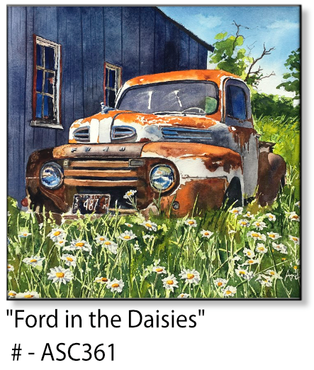 ASC361 “Ford in the Daisies“ ceramic coaster