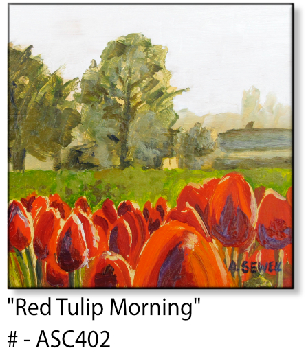 ASC402 "Red Tulip Morning" ceramic coaster