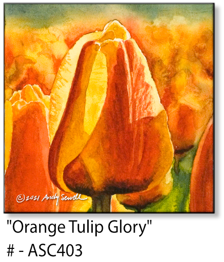 ASC403 "Orange tulip Glory" ceramic coaster