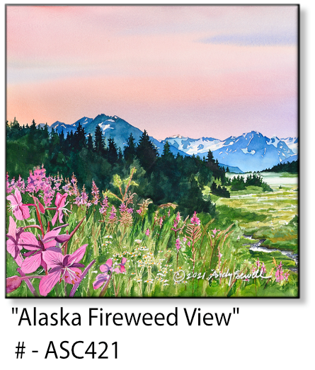 ASC421 "Alaska Fireweed View" ceramic coaster