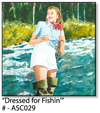 ASC029 "Dressed for Fishin'" ceramic coaster
