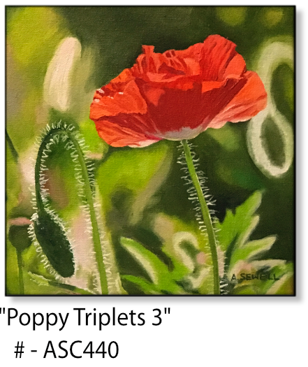 ASC440 "Poppy Triplets 3" ceramic coaster