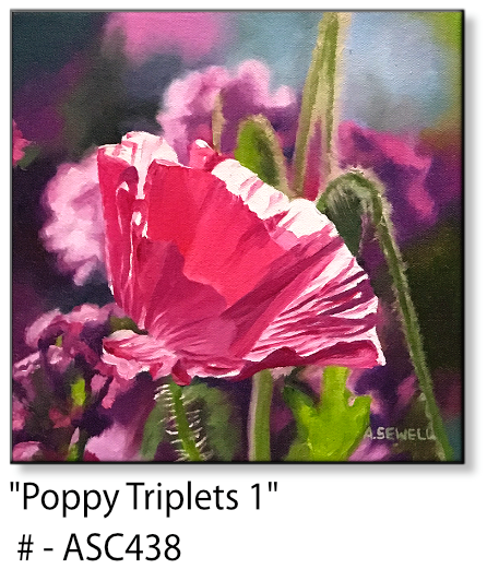 ASC438 "Poppy Triplets 1" ceramic coaster