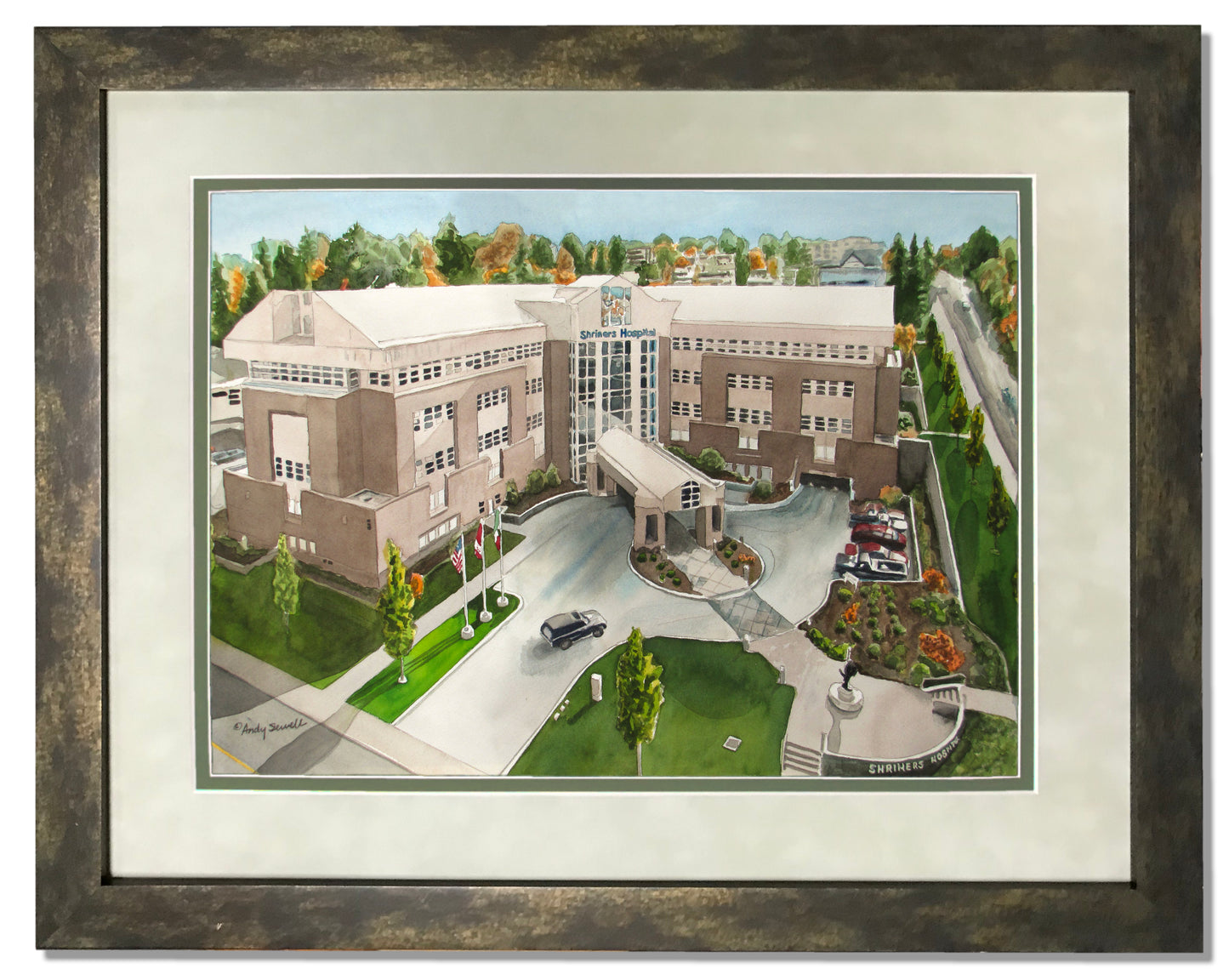 "Shriners Hospital" - a signed edition Giclee reprod. from a watercolor of The Shriners Hospital in Spokane, WA