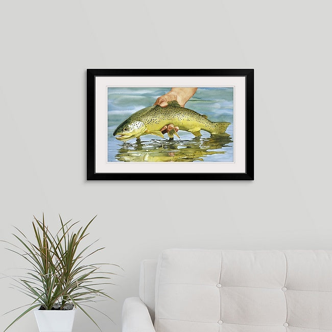 "Slippery When Wet" Brown Trout Art Print - a ltd. ed. s/n Giclee brown trout art print from a watercolor