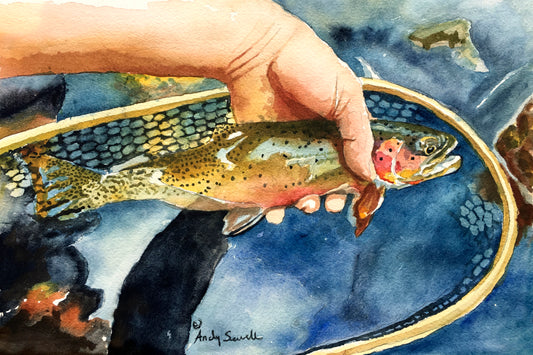 "Cutty Release" Cutthroat Trout Art Print - a signed edition Giclee cutthroat trout art print from a watercolor