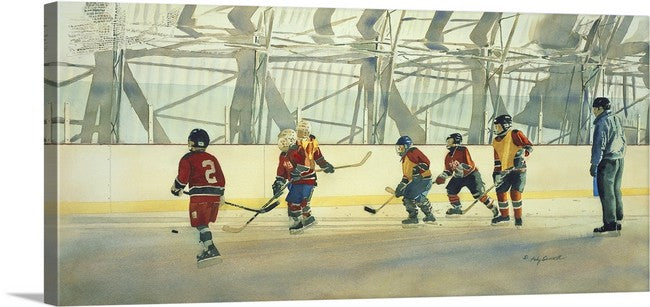 "Sunrise Scrimmage” - - Canvas or art paper Giclée art prints from watercolor.