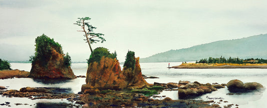 "The Three Graces, Tillamook Bay" - a ltd. edition Giclee reprod. from a watercolor portraying the OR coast