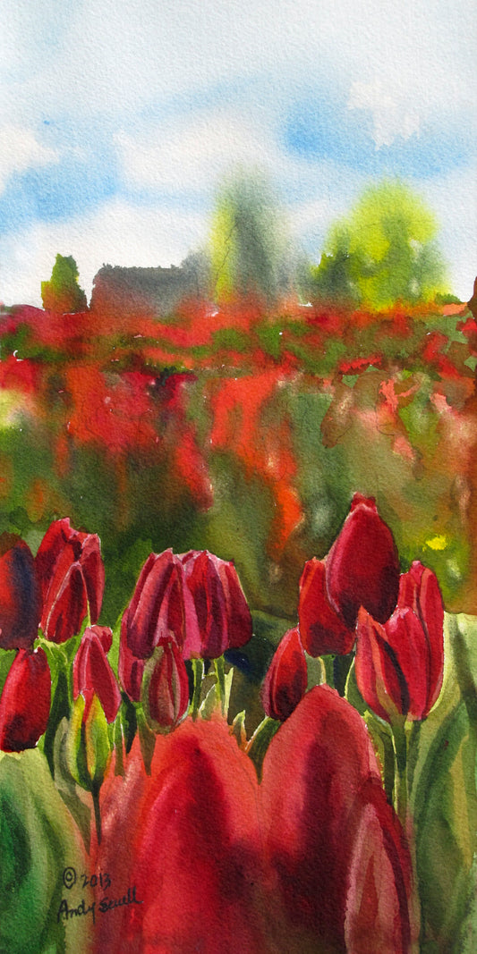 "Tulips Forever2" - 7"x14" Original Watercolor or Giclée art print.