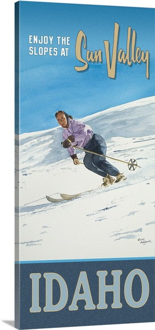 Vintage Look Ski Poster/Print "Ski Sun Valley" from Original watercolor