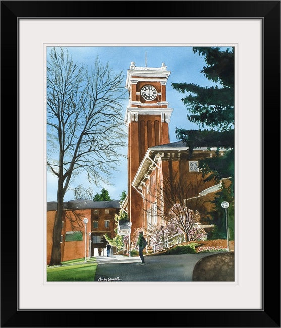 "WSU Springtime" featuring Bryan Tower, a signed edition art print from watercolor