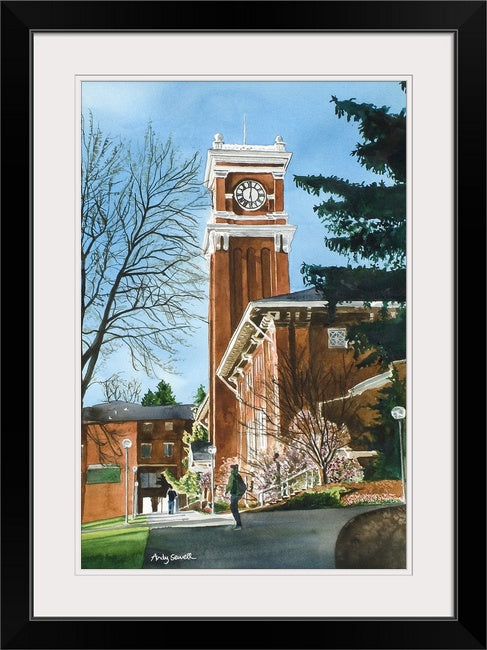 "WSU Springtime" featuring Bryan Tower, a signed edition art print from watercolor