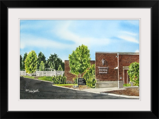 "WSU Vet School" featuring WSU's Vet School, a signed edition art print from watercolor