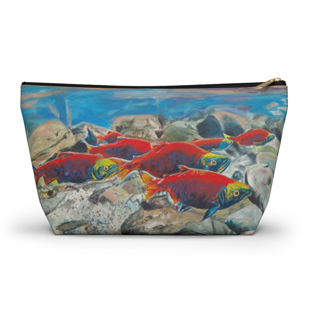 "Brookies and Reds" Accessory Pouch w T-bottom