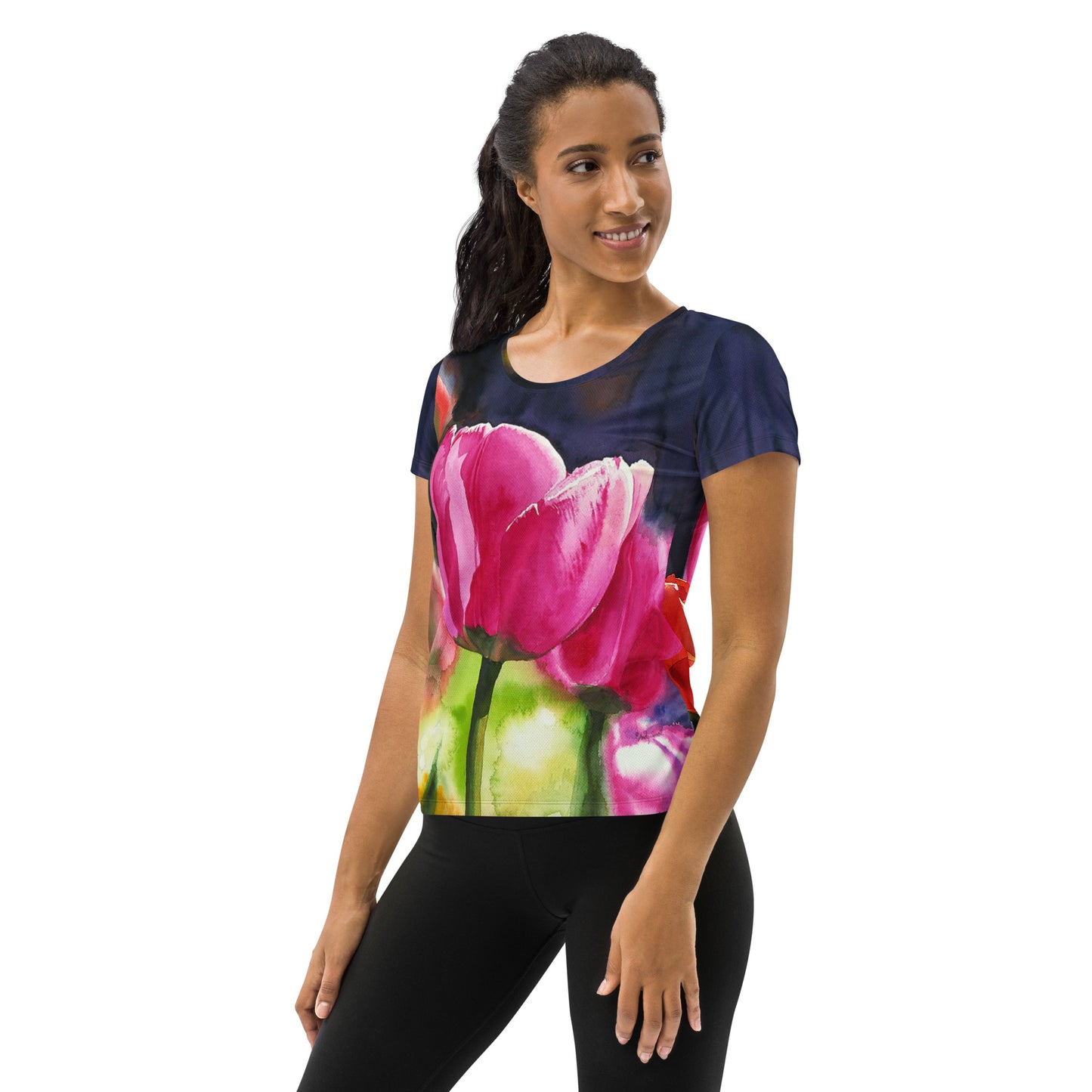 "Sunny Day Tulips" All-Over Print Women's Athletic T-shirt