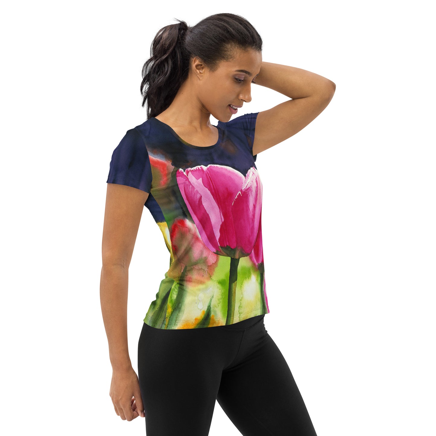 "Sunny Day Tulips" All-Over Print Women's Athletic T-shirt
