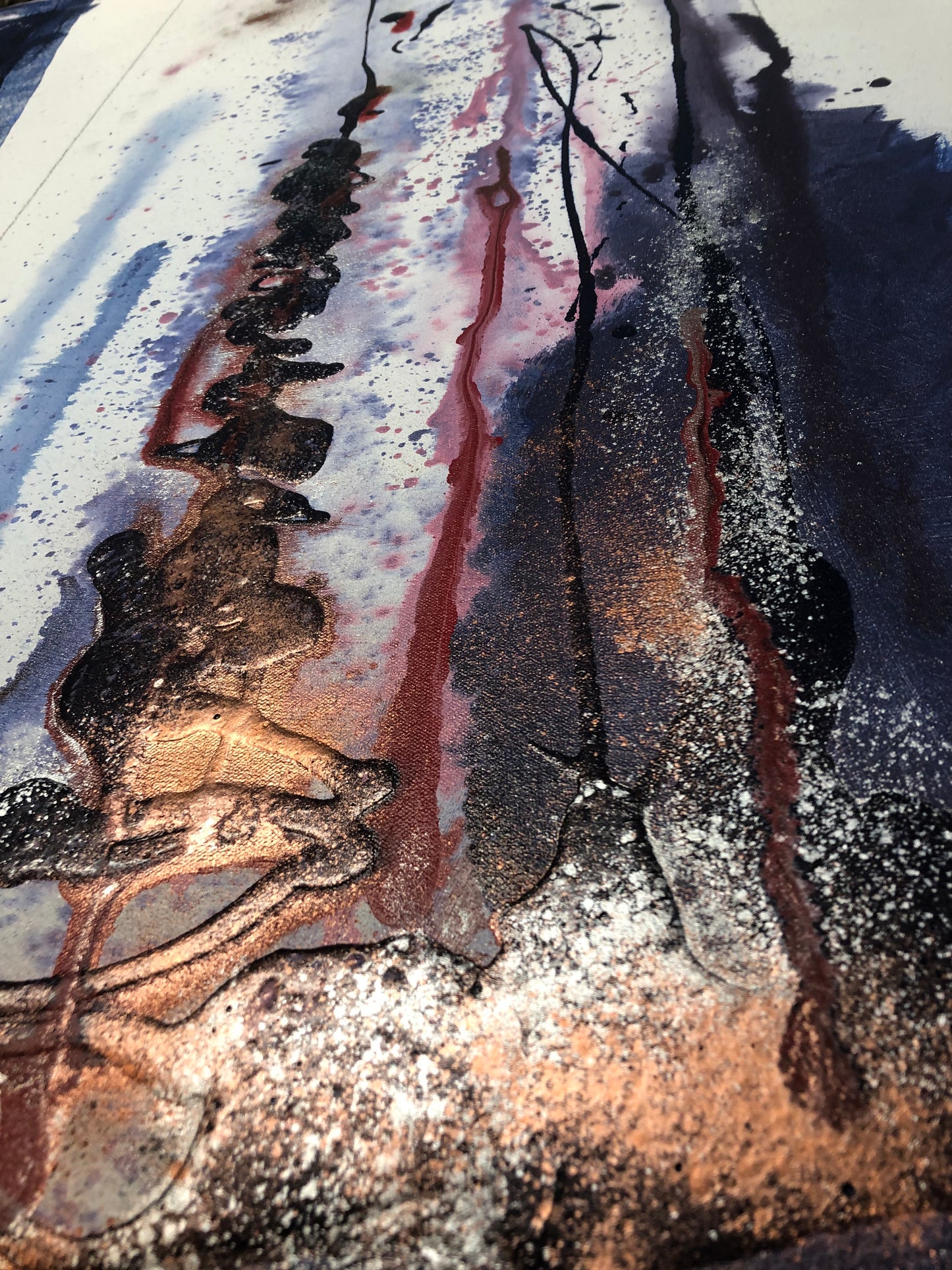 "Crimson Shine" - 15"x36" Original Acrylic Painting