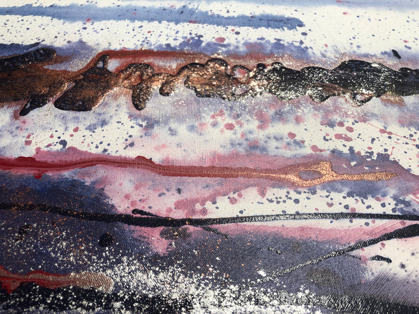 "Crimson Shine" - 15"x36" Original Acrylic Painting