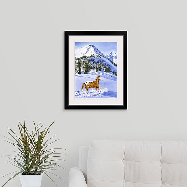 "Winter Blanket" - 20"x30" A signed Giclee art print from a watercolor of an Appaloosa running in the snow.