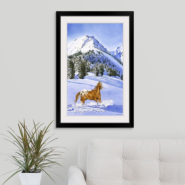 "Winter Blanket" - 20"x30" A signed Giclee art print from a watercolor of an Appaloosa running in the snow.