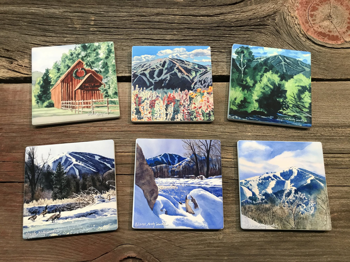 "Baldy over Bitteroot" - a limted edition Giclee reprod. from a watercolor of Sun Valley's Bald Mtn. - by Andy Sewell