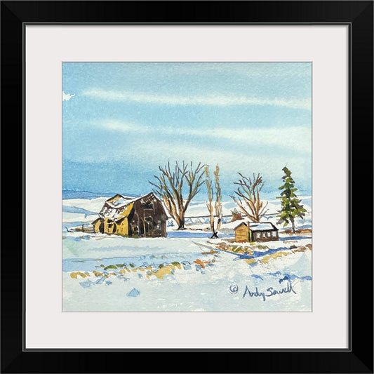 "Barn Curves" - 6"x6" signed edition giclee art print from an original watercolor
