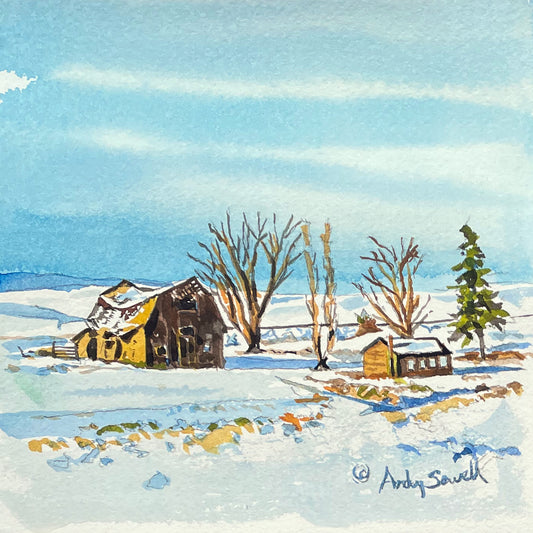 "Barn Curves" - 6"x6" signed edition giclee art print from an original watercolor