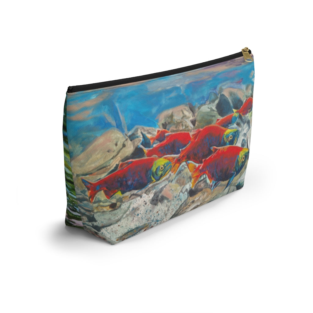 "Brookies and Reds" Accessory Pouch w T-bottom