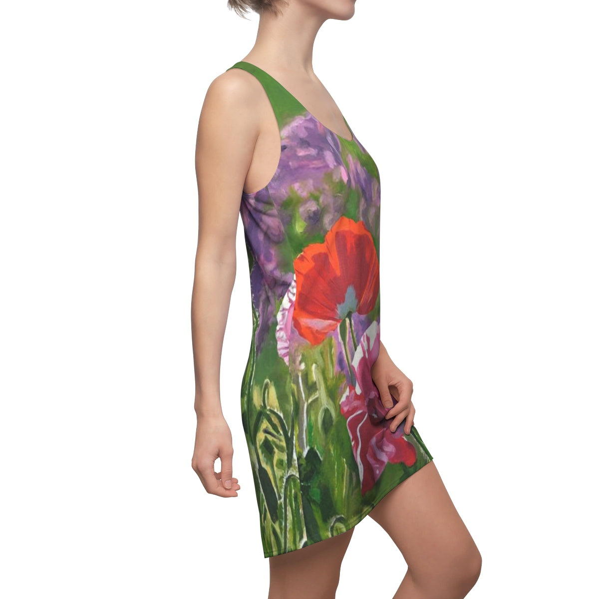 "Poppy Party" Women's Cut & Sew Racerback Dress