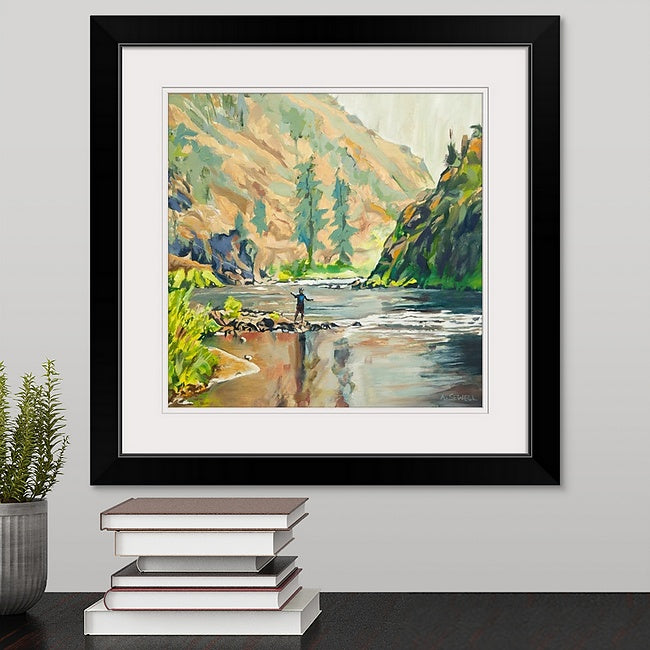 "Big River Long Casts" - an Open Edition Print of a Fly-fisherman on Idaho's Middlefork Salmon River.